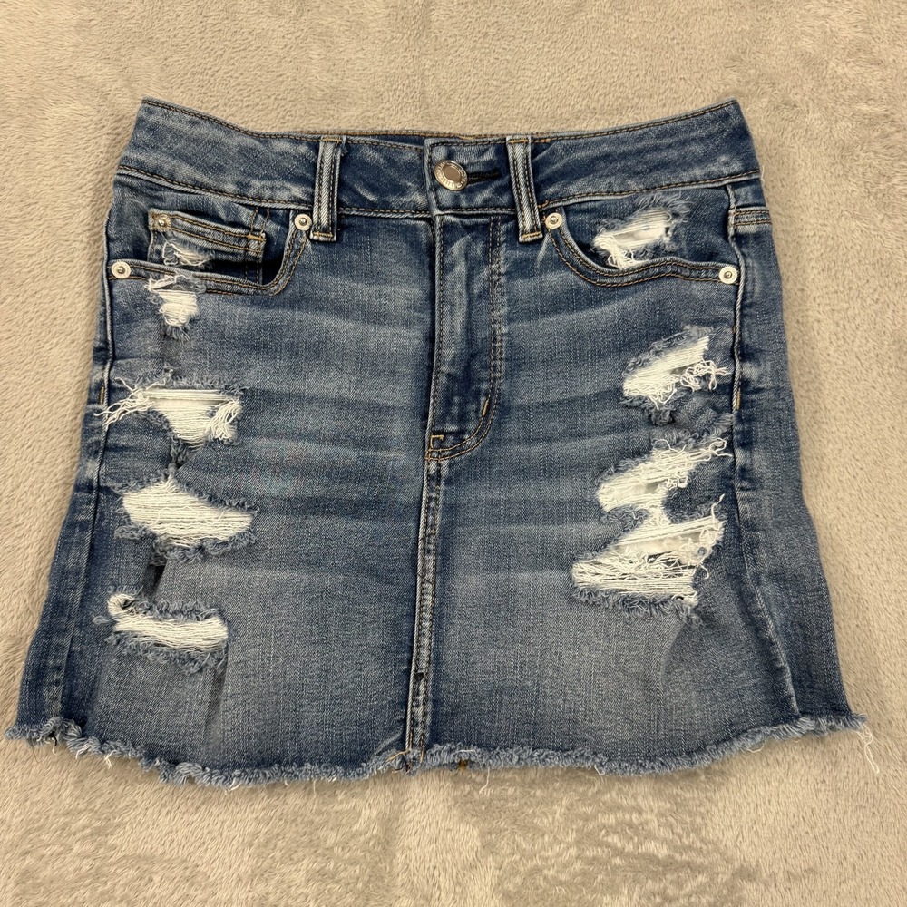 American Eagle Next Level Stretch X Mini Skirt‎ Womens 2 Hi Rise Flex Distressed